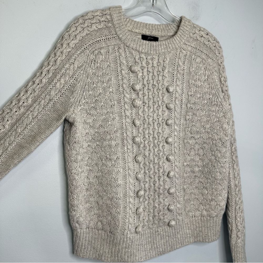 J Crew Women’s Heathered Gray Popcorn Cable Knit Fisherman Sweater Size S - Picture 6 of 13